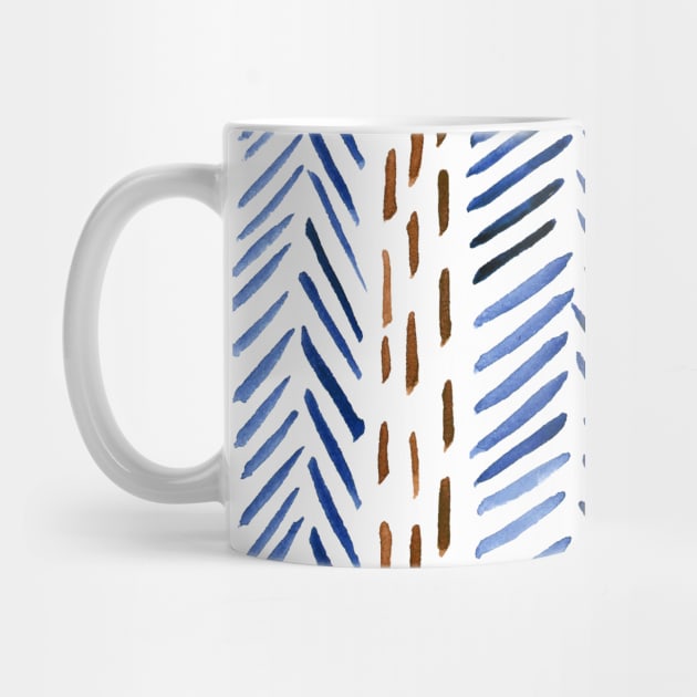 Abstract herringbone pattern - brown and blue by wackapacka